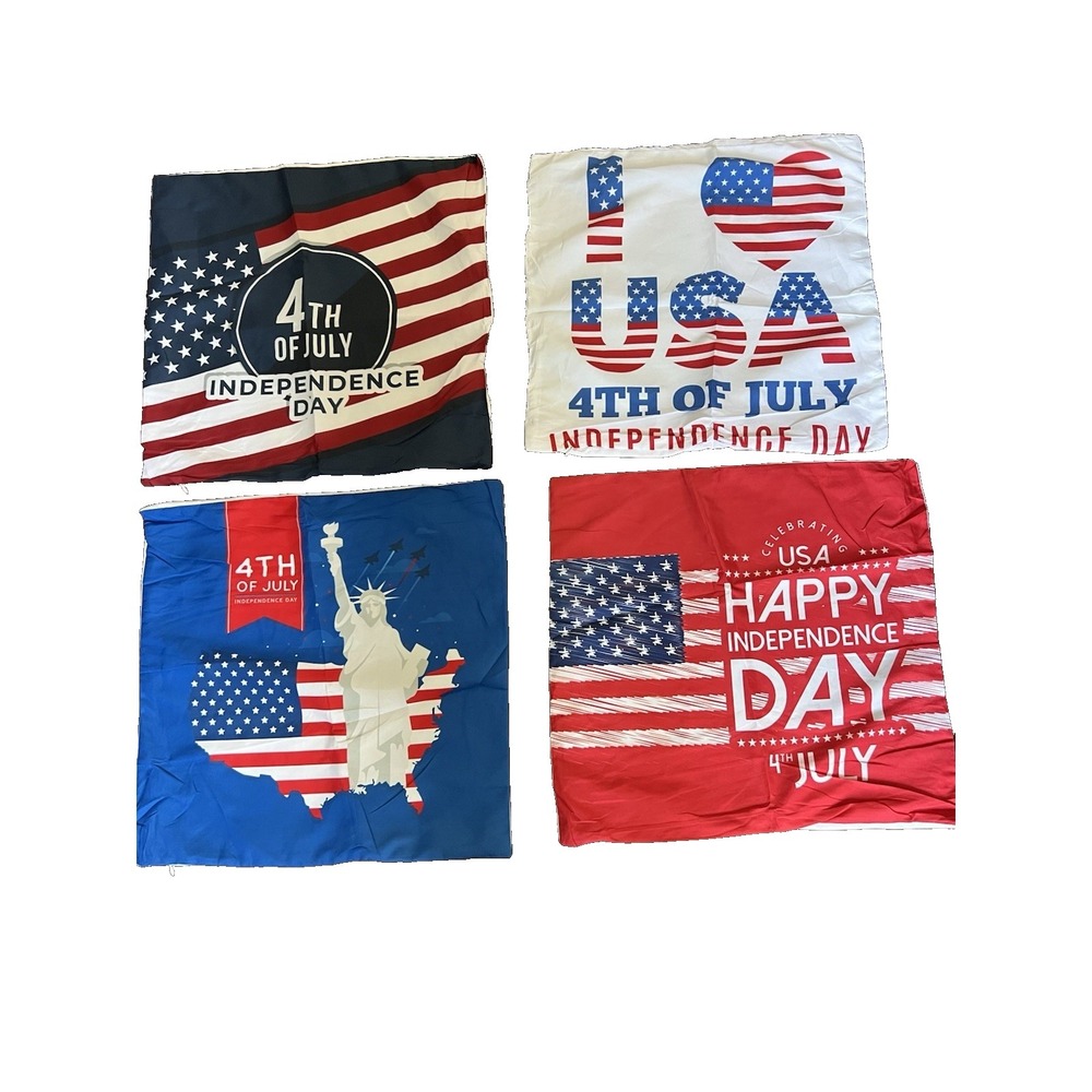 4Th of July Pillow Covers 18X18 Inch,Set of 4 Patriotic Red White Blue Summer